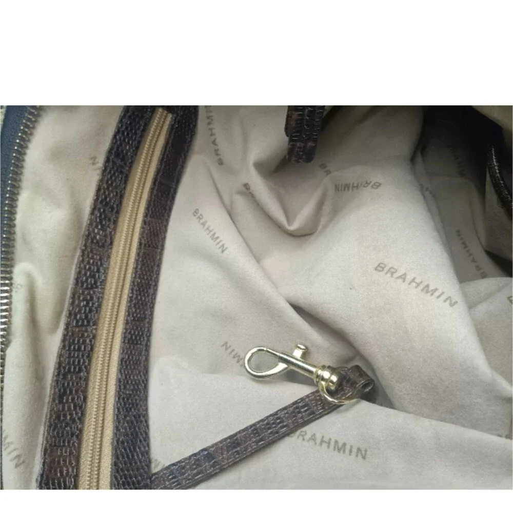 Brahmin Arno Leather Shoulder Tote Python Print Handbag Medium